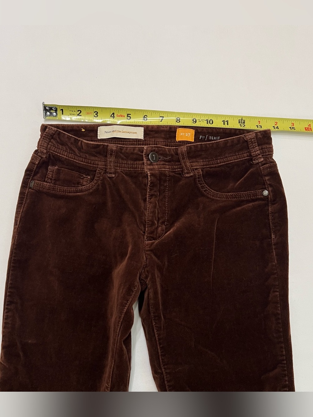 Anthropologie Pilcro & The Letterpress Serif Low Rise Brown Velvet Pants Sz 27 - Picture 6 of 8